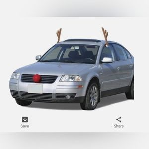 Car Deer Antlers with Red Rudolph Nose.